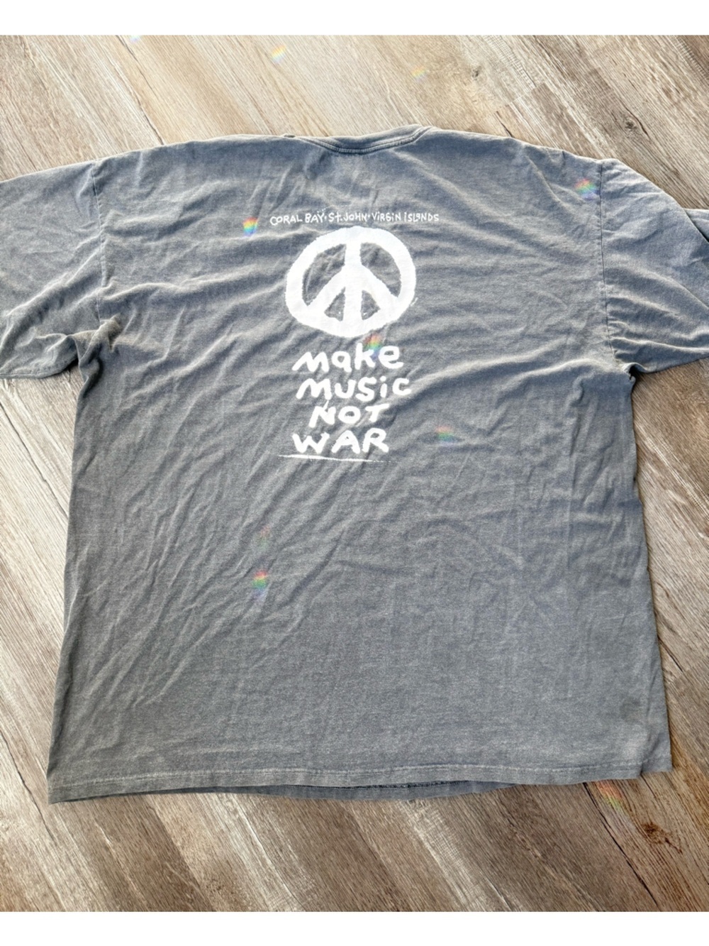 VTG Comfort Colors Make Music Not War Graphic T-shirt Peace Hippie Gray Size XXL